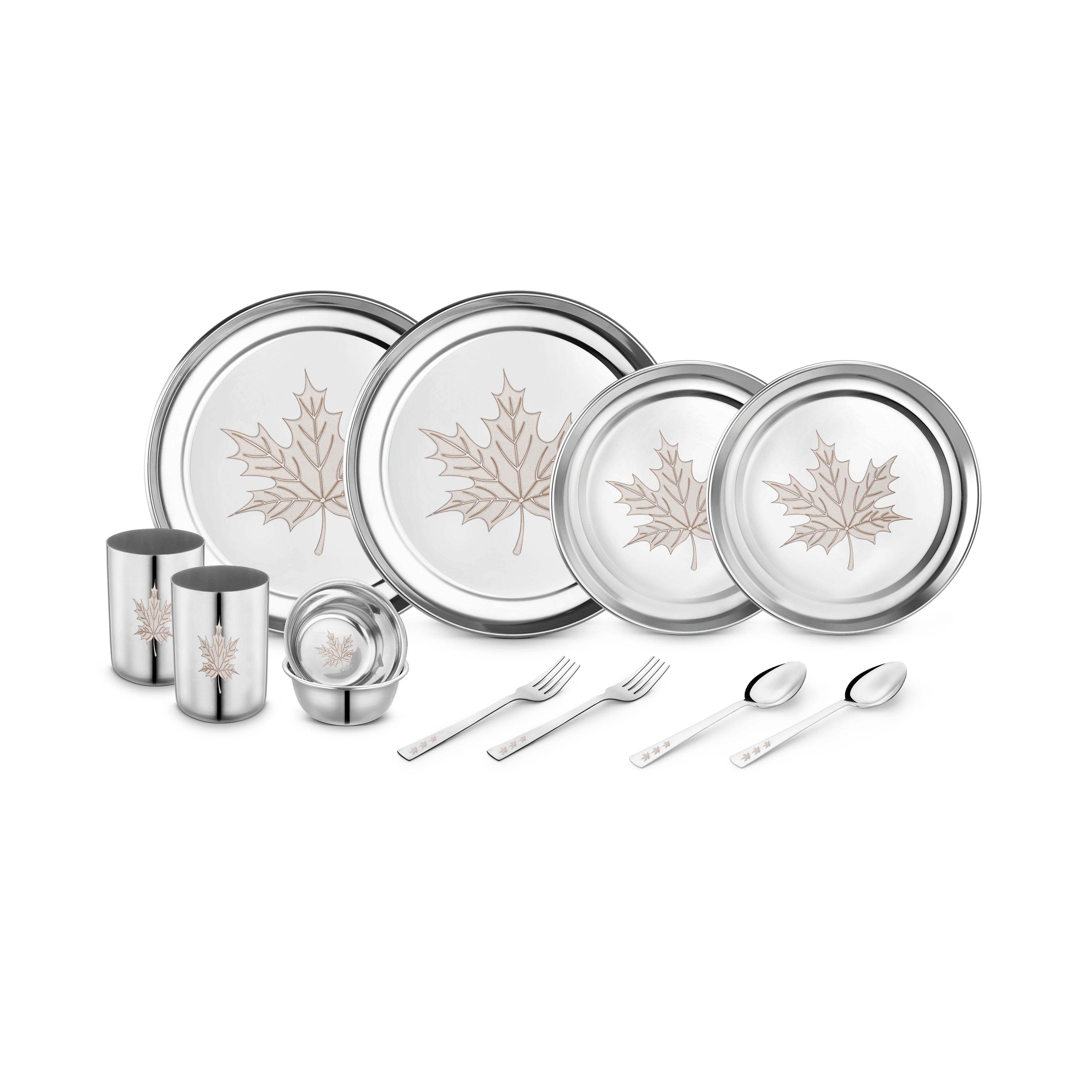 Stainless Steel 12 Piece Maple Dinner Set Classic Essential India