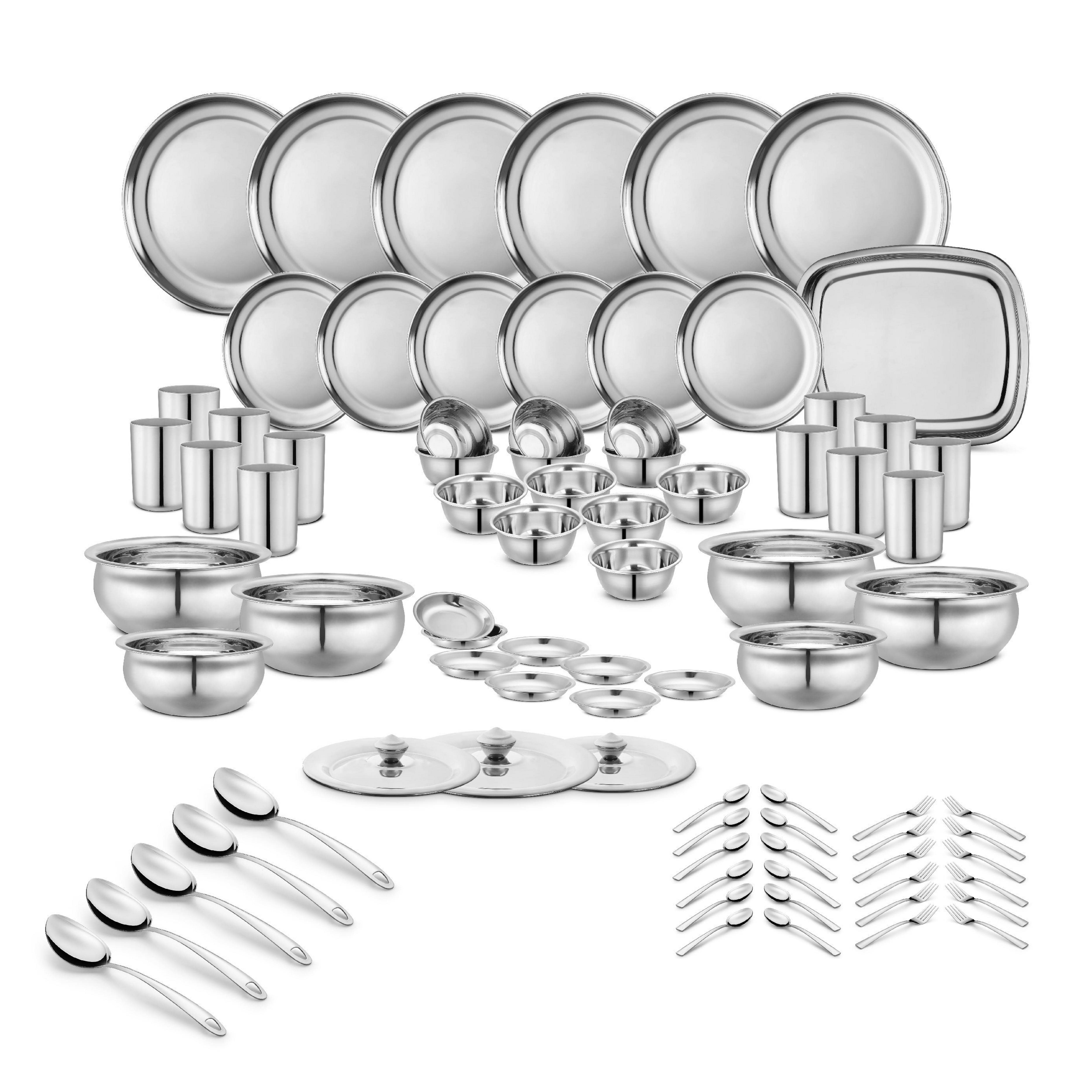 Stainless steel hotsell dinnerware set