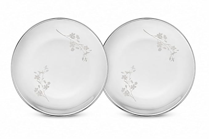 Sanjeev Kapoor by Classic Essentials 12-Inch Microwave Safe Plate (Set of 2) – Daisy Laser Print, Durable Heat-Resistant Dining Plate for Everyday Use