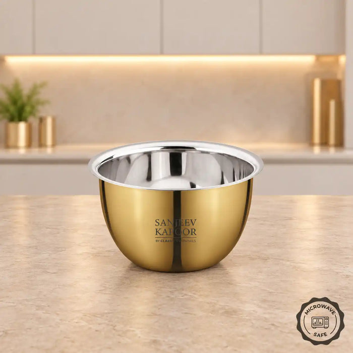 1000 ml Gold PVD Microwave Safe Stainless Steel Portion Bowl | Sanjeev Kapoor Series - Classic Essentials