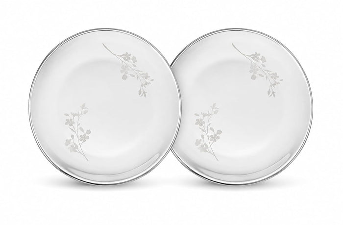 Sanjeev Kapoor by Classic Essentials 8-Inch Microwave Safe Plate (Set of 2) – Daisy Laser Print, Durable Heat-Resistant Dining Plate for Everyday Use