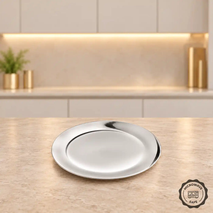 12 Inch Microwave Safe Stainless Steel Plate | Sanjeev Kapoor Series - Classic Essentials