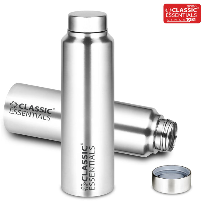 Stainless Steel Spring Hydrate Matt Finish Water Bottle For Fridge, School, Home, Office, Travel, Capacity -1000ml, Silver (Pack of 2)