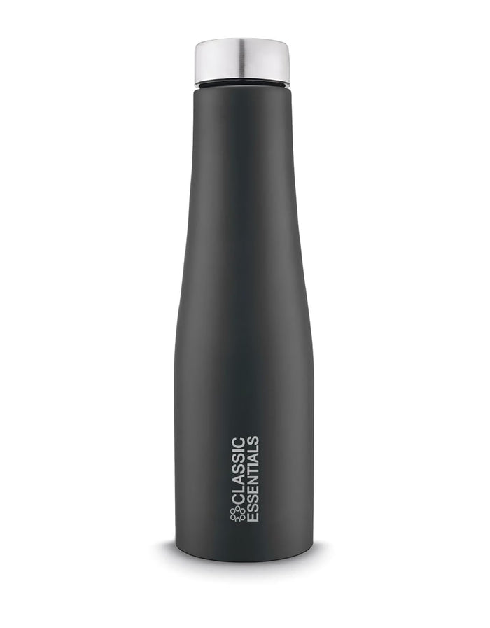 CLASSIC ESSENTIALS Stainless Steel INOX CARBO Water Bottle – 1000 ml (Black) | Single Wall, Leak-Proof & BPA-Free | Eco-Friendly Bottle for Office, Gym, Home, Travel, Hiking & Trekking