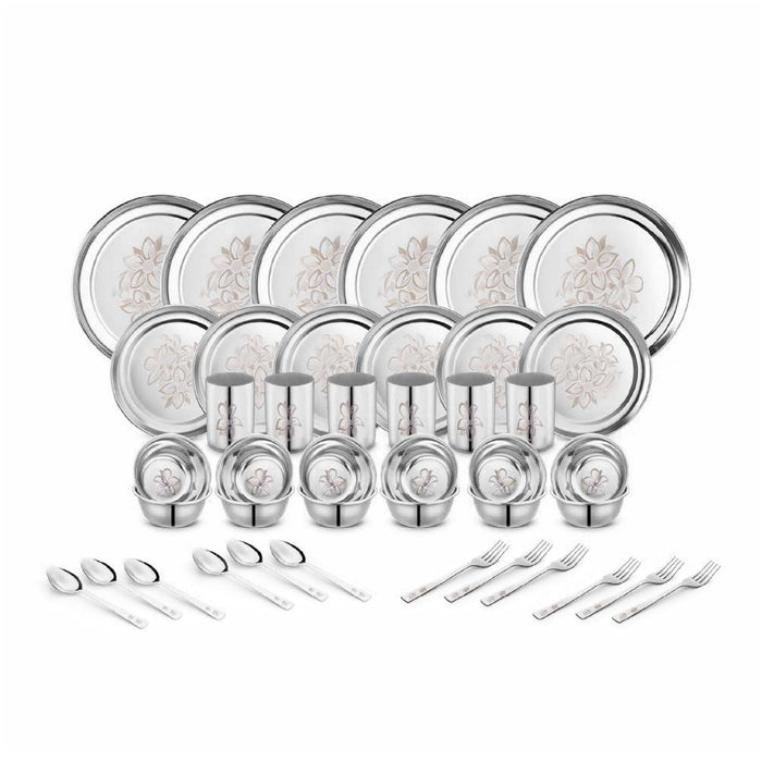 Stainless Steel Glory Dinner Set of 42 Pieces, Silver