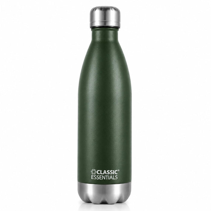 Classic Essentials Insulated Double Wall Stainless Steel Water Bottle 1000 ML | 12 Hours Hot & 24 Hours Cold | Vacuum Insulated, Leakproof Bottle for Home, Office, Gym & Travel (Military Green)