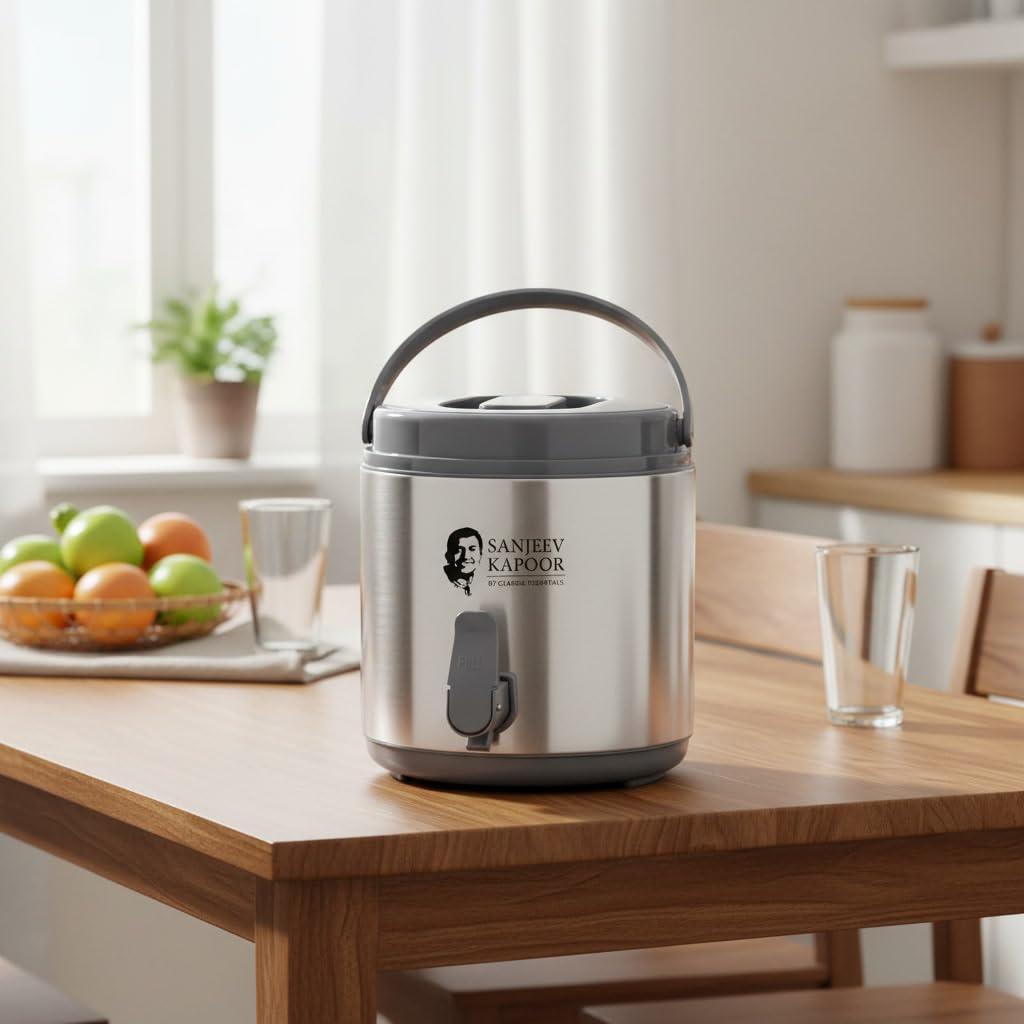 Sanjeev Kapoor by Classic Essentials Stainless Steel Insulated Set | 2000ml Casserole & 4.5 Liter Thar Pot Thermoware Water Jug | Double Wall Insulated Hot Meal & Beverage Server | Food Grade Steel