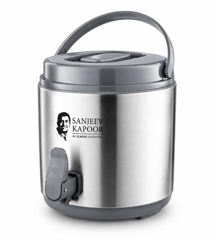 Sanjeev Kapoor by Classic Essentials 3.5L Stainless Steel Vacuum Insulated Thermo Jug – Double Wall Water Dispenser for Hot & Cold Beverages, Silver (3500ml)