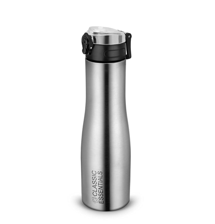 CLASSIC ESSENTIALS Water Bottle 1 ltr Stainless Steel Classic Puro Sipper Bottle for Sports, School, Home, Office, Travel, Capacity: (1000) ml, Color: Silver, (Set of 1)