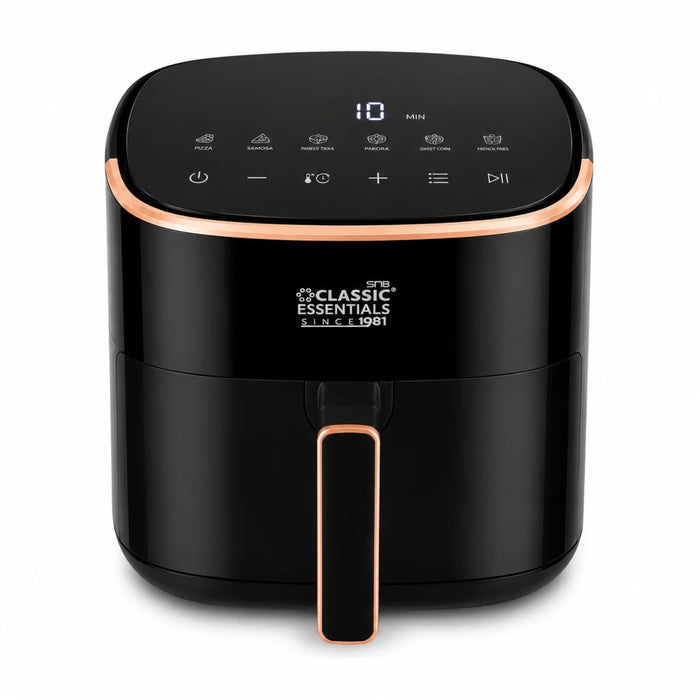 Classic Essentials Digital Air Fryer 6.5 L, 1500W | Rapid 360° Air Circulation | Digital Touch Control, Fry, Bake, Grill & Roast Functions, 6 Preset Cooking Modes for Pizza, French Fries & More, Black