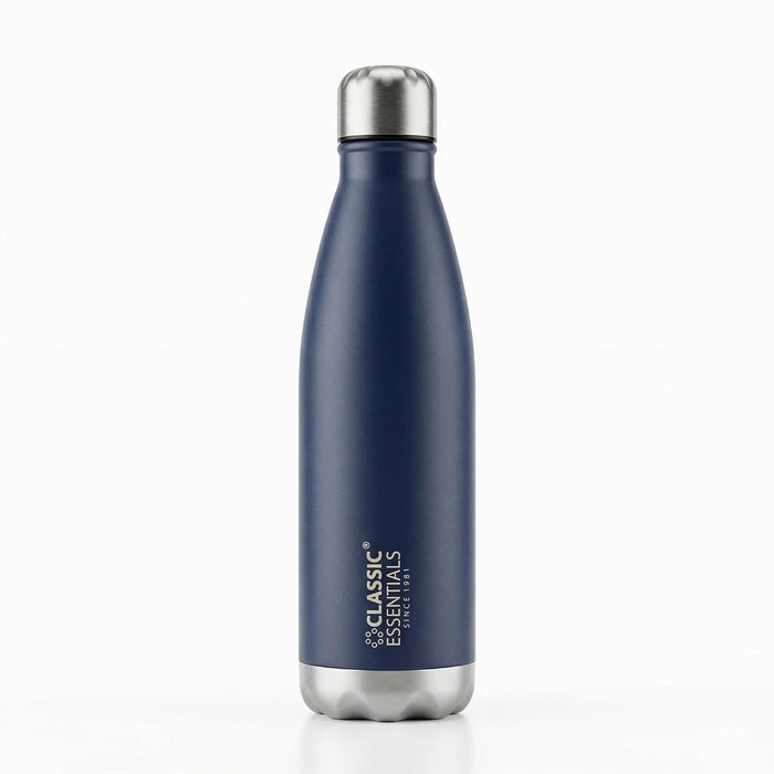 Classic Essentials Insulated Double Wall Stainless Steel Water Bottle 500 ML | 12 Hours Hot & 24 Hours Cold | Vacuum Insulated, Leakproof Bottle for Home, Office, Gym & Travel (Navy Blue)