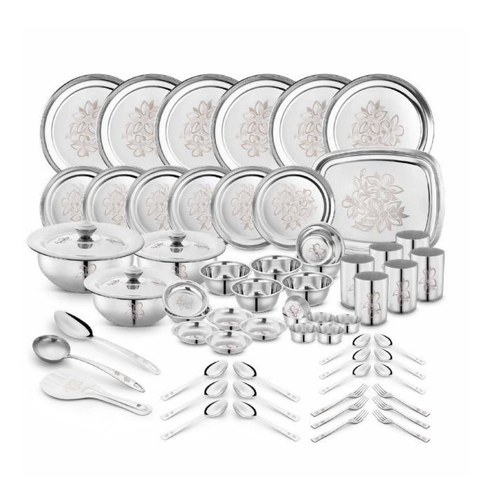Glory Stainless Steel Dinner Set, 61 Piece, Silver