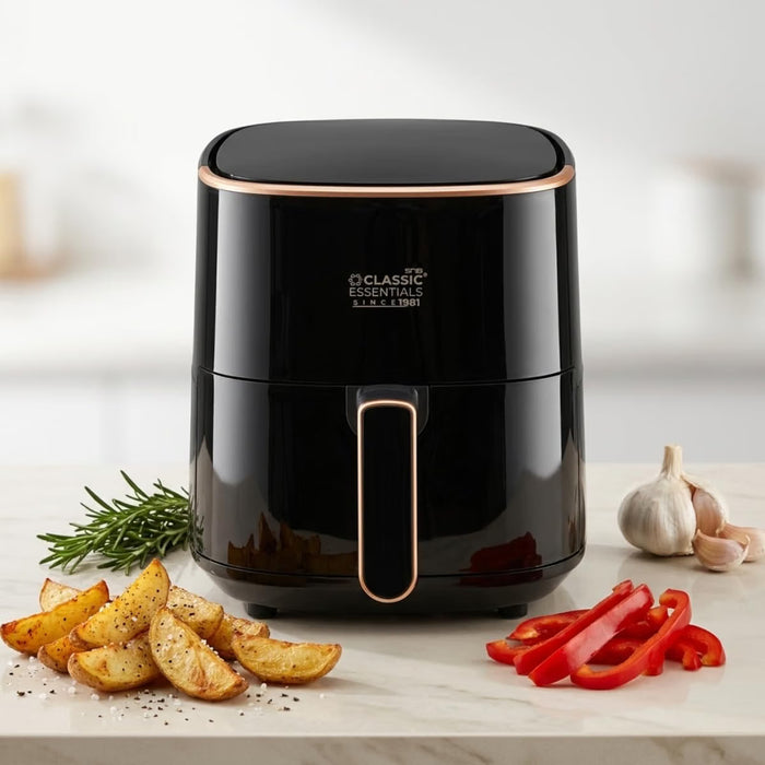 Classic Essentials Digital Air Fryer 6.5 L, 1500W | Rapid 360° Air Circulation | Digital Touch Control, Fry, Bake, Grill & Roast Functions, 6 Preset Cooking Modes for Pizza, French Fries & More, Black