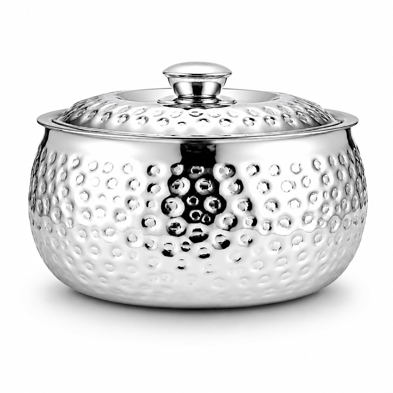 Classic Essentials Tripot Double Wall Insulated Belly Casserole 1500 ml | Stainless Steel Hot Pot Food Storage & Serving Container | Thermal Casserole for Roti, Rice, Dal, Curry & Meals | Pebble Design
