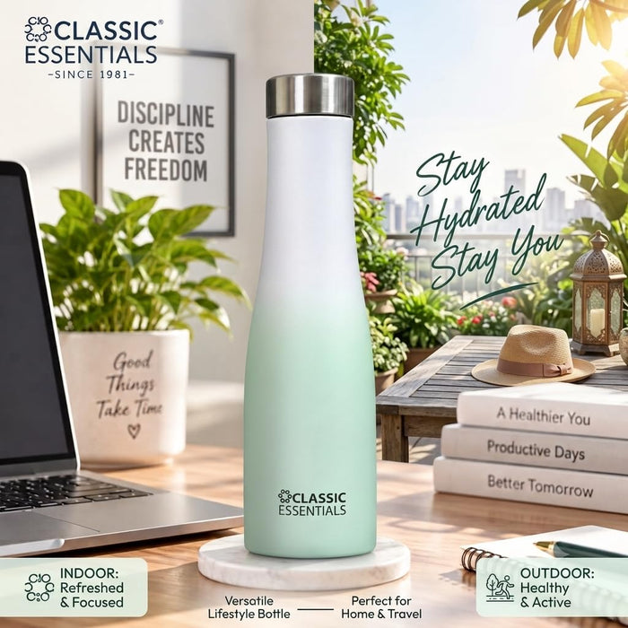 CLASSIC ESSENTIALS Stainless Steel PURO Water Bottle 100% Leak Proof | Office Bottle | Gym Bottle | Hiking & Treking Bottle | Steel Water Bottle 1000 ml Bottle, Pure Green - (Set of 1)