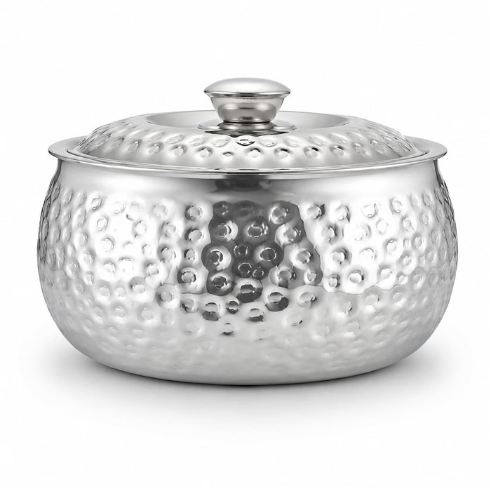 CLASSIC ESSENTIALS Tripot Double Wall Insulated Stainless Steel Pebble Casserole 3000 ml | Hot Pot Food Storage & Serving Container | Thermal Belly Casserole for Roti, Rice, Dal, Curry & Meals