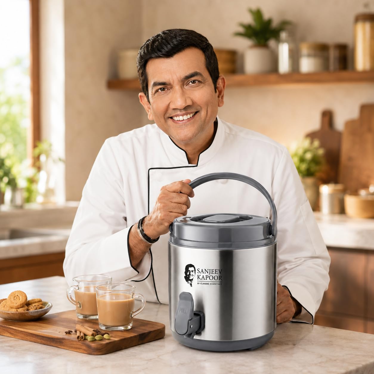 Sanjeev Kapoor by Classic Essentials Stainless Steel Insulated Set | 2000ml Casserole & 4.5 Liter Thar Pot Thermoware Water Jug | Double Wall Insulated Hot Meal & Beverage Server | Food Grade Steel