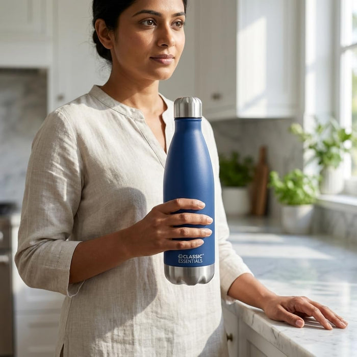 Classic Essentials Insulated Double Wall Stainless Steel Water Bottle 750 ML | 12 Hours Hot & 24 Hours Cold | Vacuum Insulated, Leakproof Bottle for Home, Office, Gym & Travel (Light Blue)