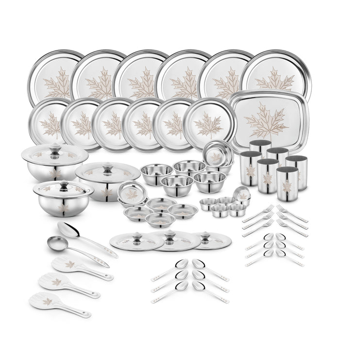 Stainless Steel Dinner Set, 68 Piece, Silver