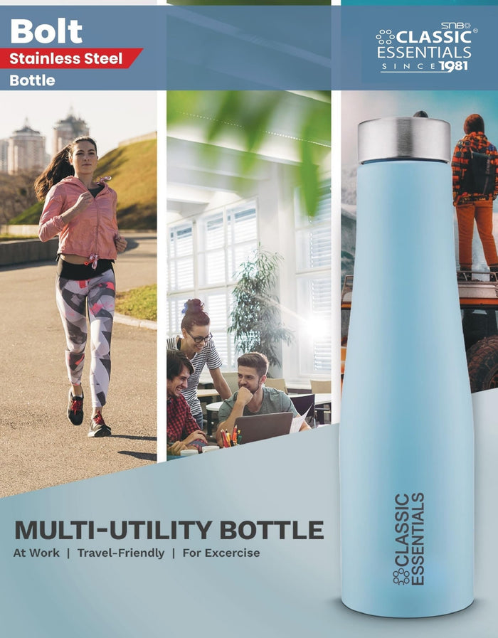 CLASSIC ESSENTIALS Stainless Steel PURO Water Bottle 100% Leak Proof | Office Bottle | Gym Bottle | Hiking & Treking Bottle | Steel Water Bottle 1000 ml Bottle, Blue
