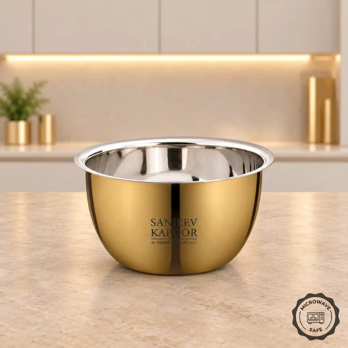 750 ml Gold PVD Microwave Safe Stainless Steel Portion Bowl | Sanjeev Kapoor Series - Classic Essentials