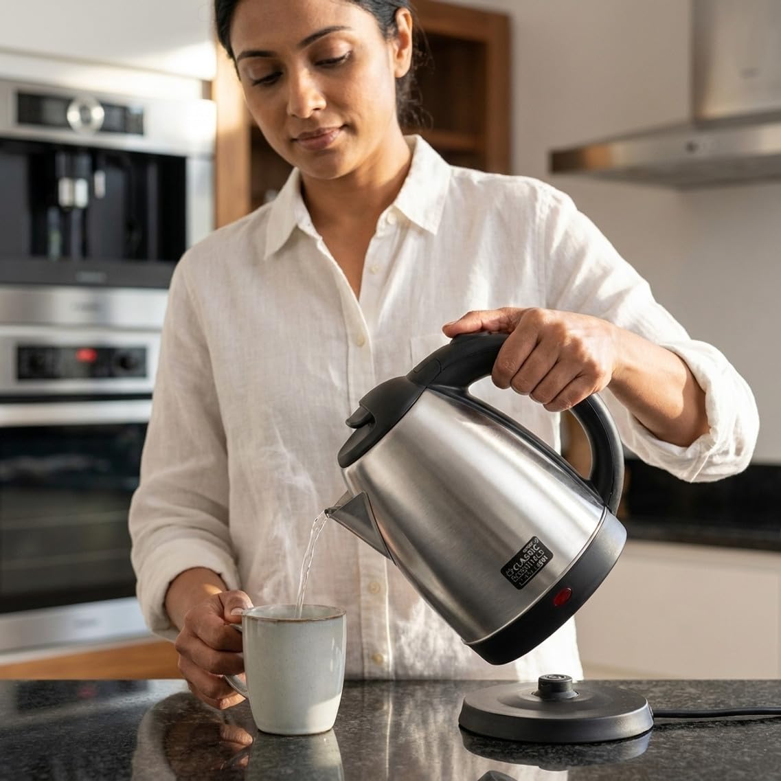 Classic Essentials Stainless Steel Electric Kettle 1.5 L + Insulated Double Wall Vacuum Stainless Steel Water Bottle (Pack of 2) | 1L + 750ml | 24 Hours Hot & Cold | BIS Approved | 100% Leakproof Lid