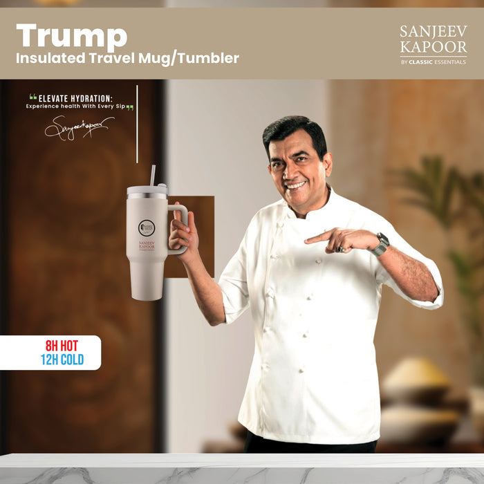 Sanjeev Kapoor By Classic Essentials TRUMP Tumbler with Lid (1200 ml, Beige)