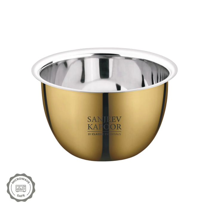 1000 ml Gold PVD Microwave Safe Stainless Steel Portion Bowl | Sanjeev Kapoor Series - Classic Essentials