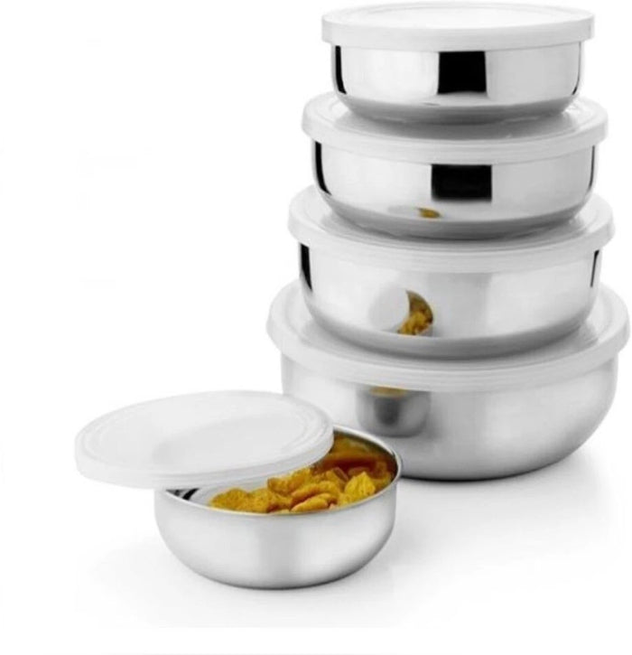Classic Essentials Steel Fridge Container Set | 160 ml, 300 ml, 500 ml, 600 ml & 1000 ml Storage Containers