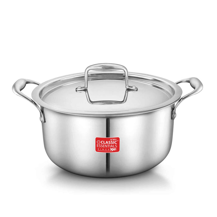 Classic Essentials Triply Stainless Steel Cook & Serve Induction Bottom Casserole with Lid, Color: Silver, Capacity: 3LTR