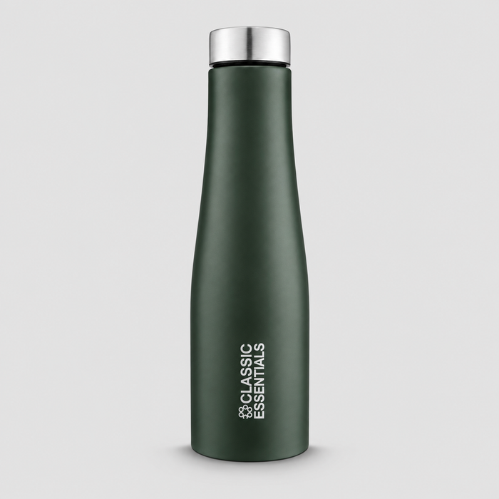 CLASSIC ESSENTIALS Puro Stainless Steel Water Bottle (1000 ml) | Suitable for Fridge Office, Bottle, Hiking, Treking | Eco Friendly, Leakproof, BPA Free Non-Toxic Bottle (Set of 1) (Dark Green)