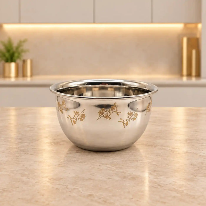 Sanjeev Kapoor Classic Essentials Stainless Steel Mixing & Serving Bowl (750ml) –Daisy  Laser Design, Mirror Finish, Microwave-Safe