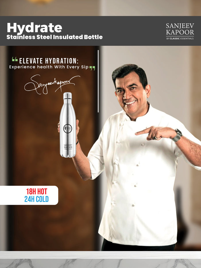 Sanjeev Kapoor by Classic Essentials | Hydrate Stainless Steel Insulated Bottle  1000ML | Double Wall, Leakproof & Temperature Retaining