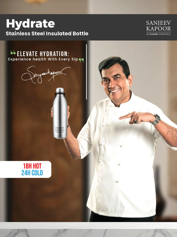 Sanjeev Kapoor by Classic Essentials | Hydrate Stainless Steel Insulated Bottle  1800ML | Double Wall, Leakproof & Temperature Retaining