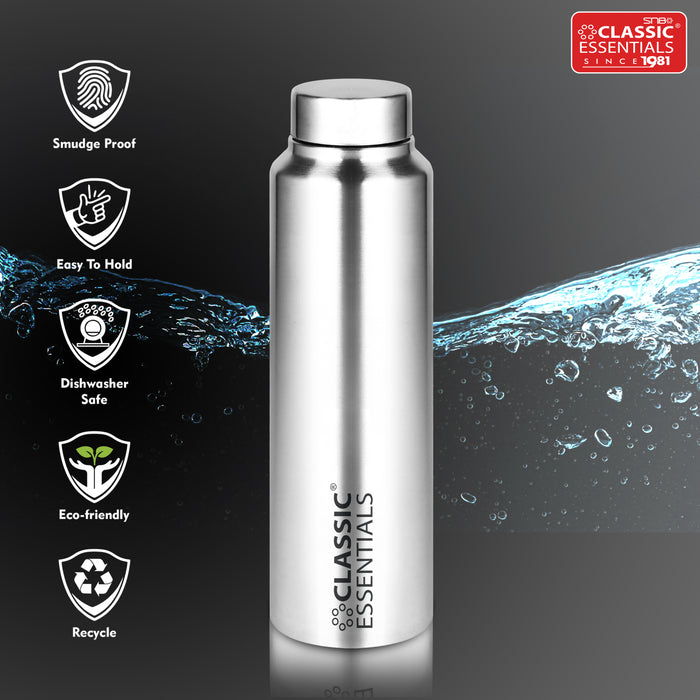 Stainless Steel Spring Hydrate Matt Finish Water Bottle For Fridge, School, Home, Office, Travel, Capacity -1000ml, Silver (Pack of 6)