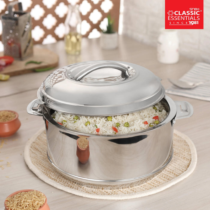 Classic Essentials Imperial Stainless Steel Double Wall, Insulated Serving Casserole with Lid, Color: Silver
