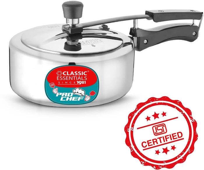 Classic Essentials Aluminium Pressure Cooker 2 L | ISI Certified Inner Lid Pressure Cooker for Safe & Fast Cooking