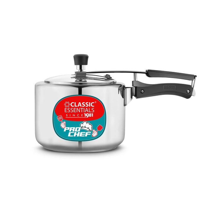 Classic Essentials Pro Chef Stainless Steel Inner Lid Pressure Straight Cooker (ISI Certified | Induction Base | Made in India)
