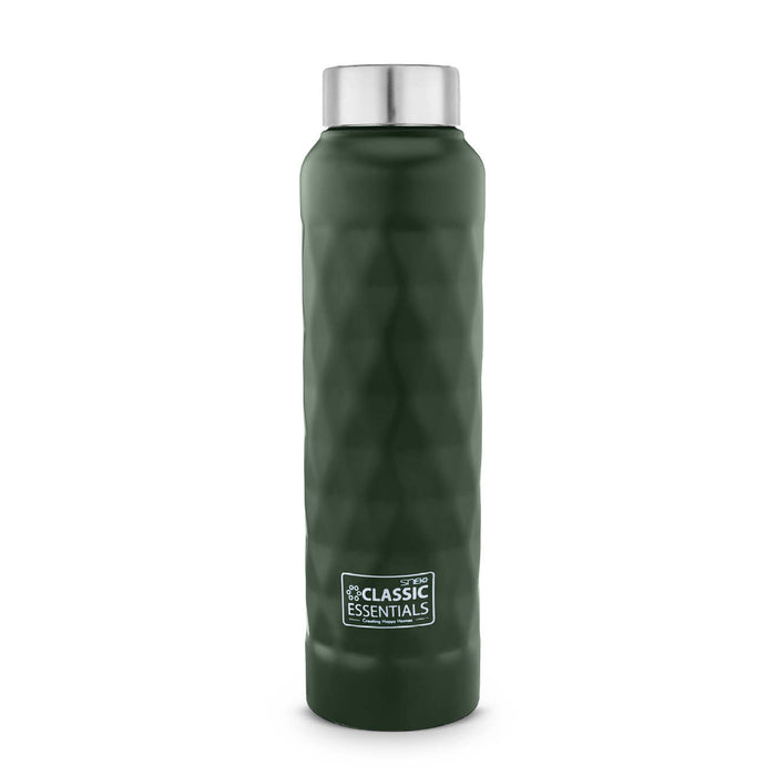 Stainless Steel Inox Puro Matt Finish Water Bottle For Fridge, School, Home, Office, Travel, Capacity -1000ml, Military Green (Pack of 1)