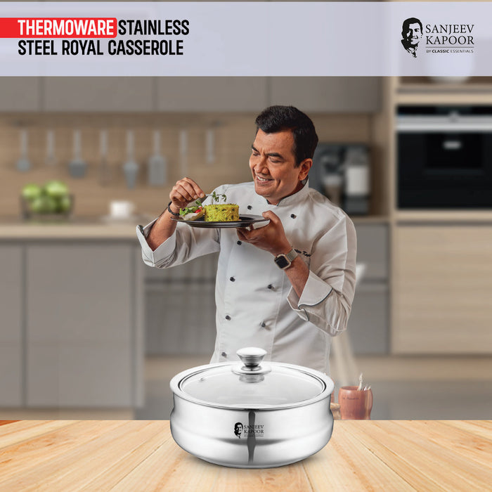 Sanjeev Kapoor By Classic Essentials Stainless Steel Double Wall & Insulated Royal Casserole (1.2 L)