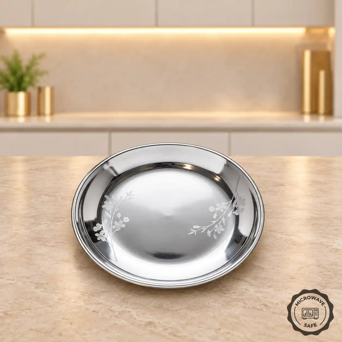 Sanjeev Kapoor by Classic EssentialAs 8-Inch Microwave Safe Plate (Set of 1) –  Daisy  laser Print Durable, Heat-Resistant & Everyday Dining Plate