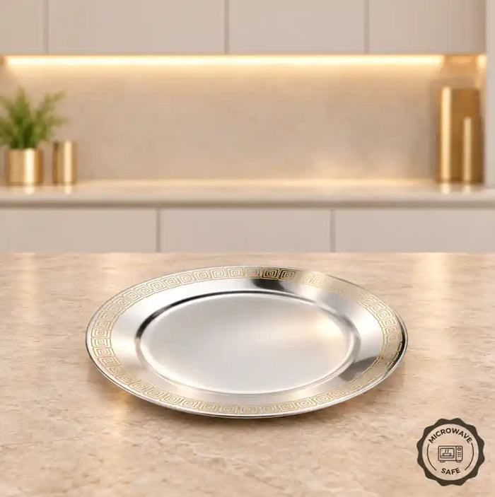 Sanjeev Kapoor by Classic Essentials 12-Inch Microwave Safe Plate (Set of 1) – Aztec Laser Print  Durable, Heat-Resistant & Everyday Dining Plate