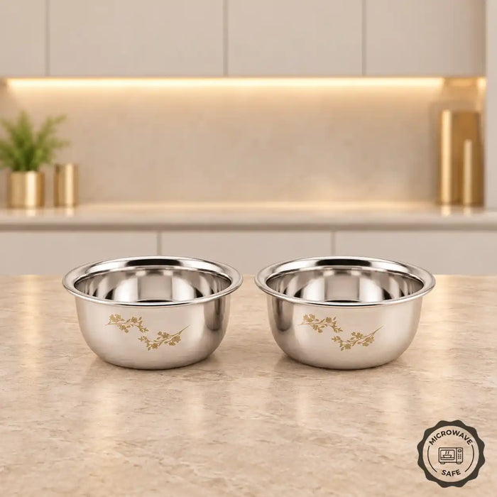 Sanjeev Kapoor by Classic Essentials Set of 2  (200ml) Daisy Print Microwave Safe Bowls – Durable, Heat-Resistant Serving Bowls for Kitchen Use