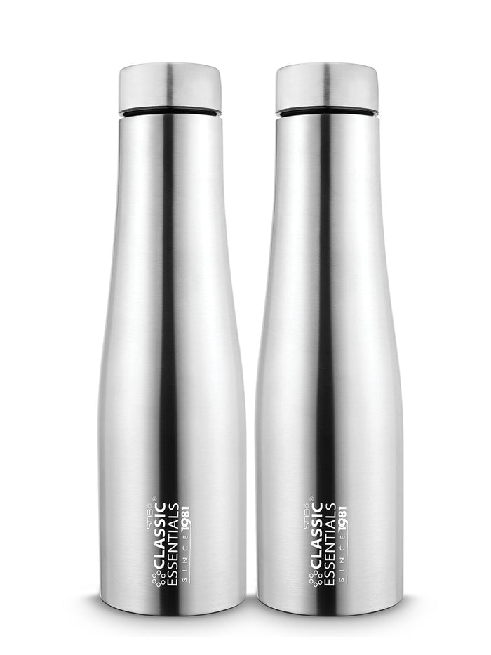 Stainless Steel Inox Carbo | Bolt Matt Finish Water Bottle For Fridge, School, Home, Office, Travel, Gym, Capacity -1000ml, Color: Silver, (Pack of 2)