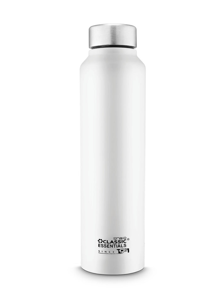 Stainless Steel Spring Hydrate Matt Finish Water Bottle For Fridge, School, Home, Office, Travel, Capacity -1000ml, Color: White, (Pack of 1)