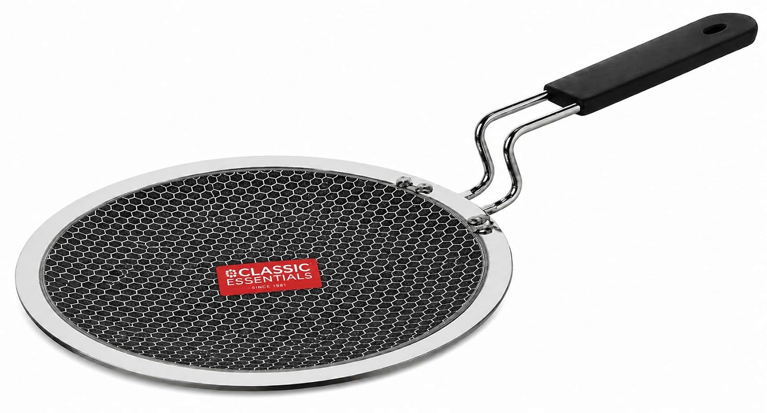 CLASSIC ESSENTIALS Triply Stainless Steel 30 cm Artisan Hybrid Roti Tawa 4 mm Thick | Honeycomb Structured Cooking Surface | Scratch Resistant | Fast & Even Heating | Gas Stove & Induction Compatible