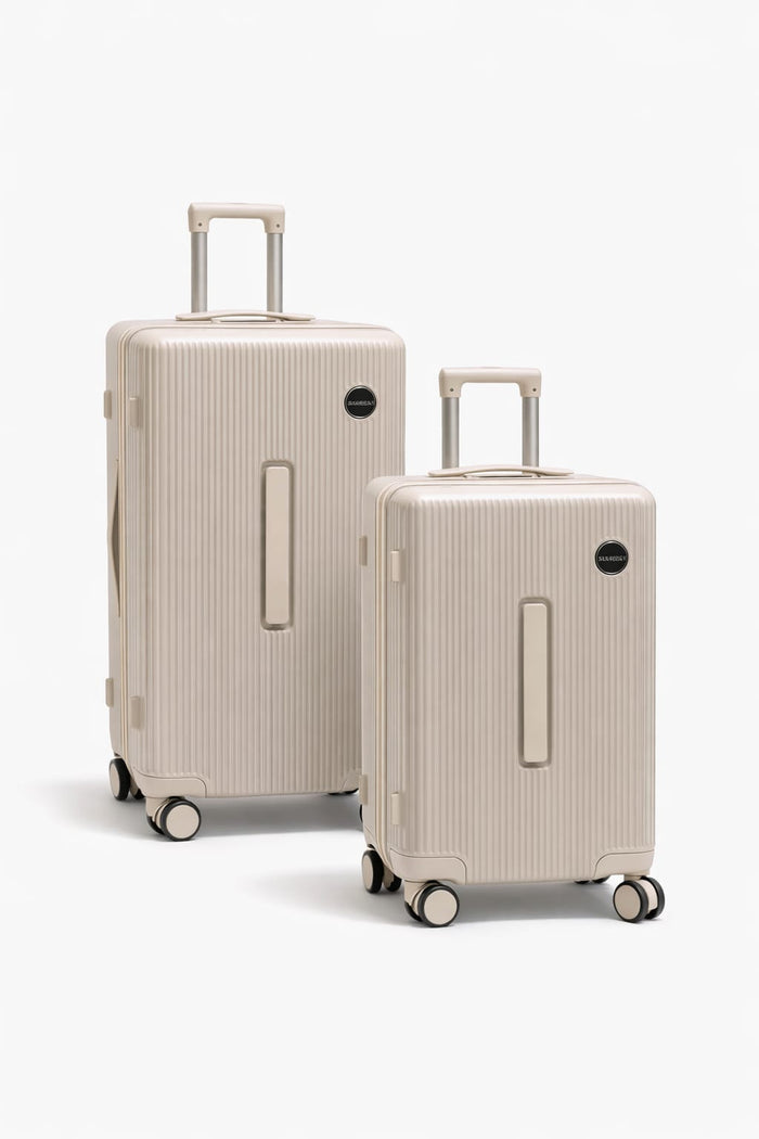 Sanjeev Kapoor Classic Essential Mr. Square Cabin Luggage Set of 2 (20” & 24”) – Lightweight Suitcase with TSA Lock, 360° Spinner Wheels, Bottle Holder, Wet Pouch & 3-Side Handle (White)