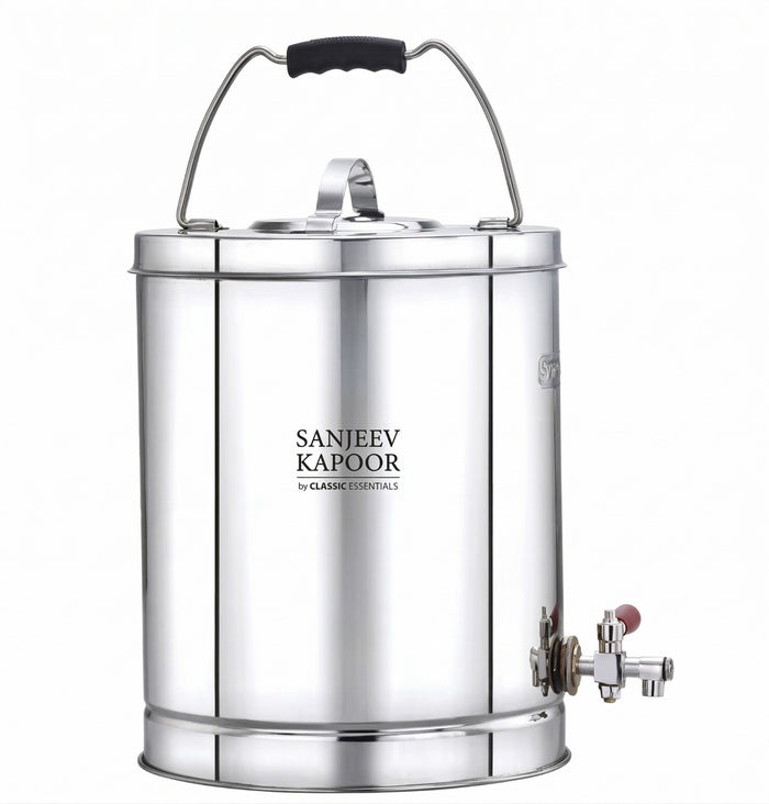 Sanjeev Kapoor by Classic Essentials Stainless Steel Tea Container with Leak-Proof Tap | Hot & Cold Beverage Dispenser for Tea, Milk, Soup & Coffee