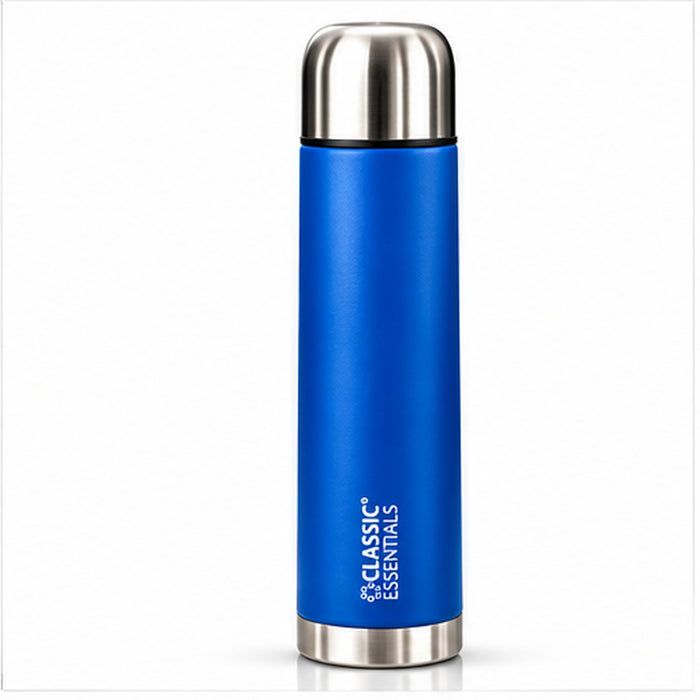 Classic Essentials Insulated Double Wall Vacuum Stainless Steel Water Bottle with Leakproof Lid 1000 ml Steel Flask Blue