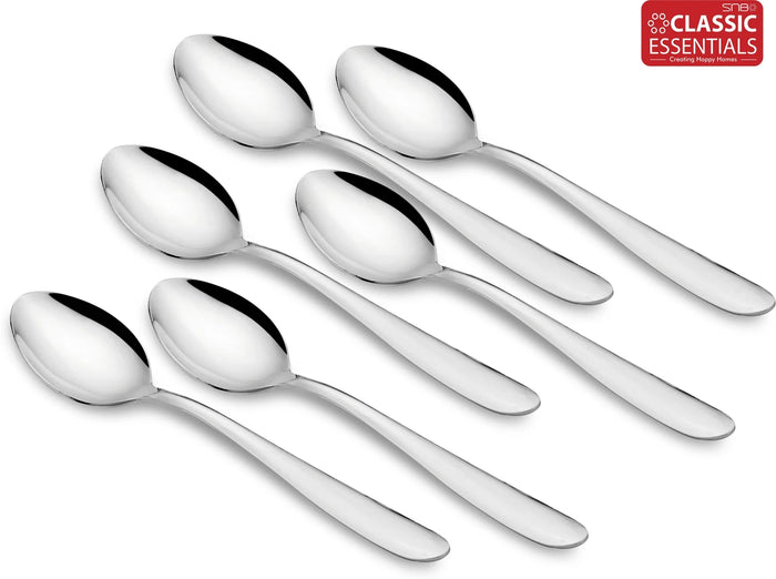 Key Highlights Key Highlights Key Highlights Classic Essentials Sigma 6 Piece Table Spoon Set, Silver Stainless Steel Cutlery Set (Pack of 6)